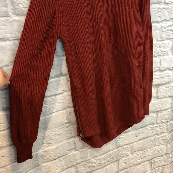 NWOT UNIF x UO Waffle Knit Red Side ZIP Tunic Top - Picture 7 of 8
